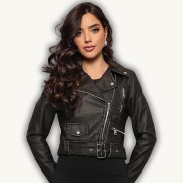 Imagem de Jaqueta Feminina material sintético Casaco Zíper Frio Inverno fashion 