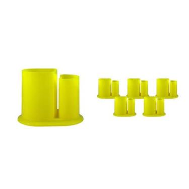 Imagem de Kit 6 Porta Lápis Duo Amarelo Neon Plástico - Bb Store