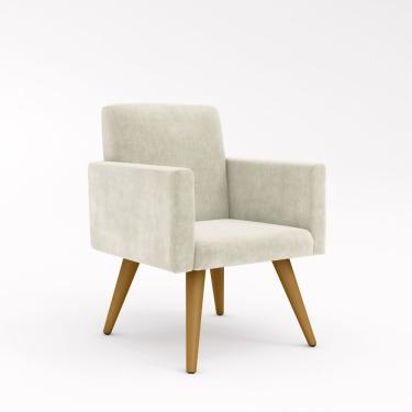 Imagem de Kit Poltrona Decorativa com Puff Nina Suede com Apoio para os Pés Balaqui Decor