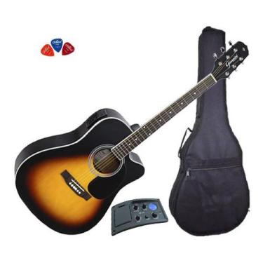 Imagem de Violão Folk Eletroacústico Aço GIANNINI GDC-1 CEQ Satin Vintage Sunbur