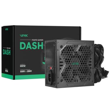 Imagem de Fonte Gamer Dash 350W com Potência de 350W e Alta Eficiência Energética com Certificação 80 PLUS Bronze Preto Vinik