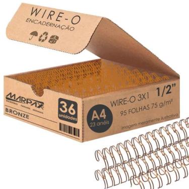 Imagem de Wire-o para Encadernação 3X1 A4 Bronze 1/2 para 95 fls 36un - Marpax