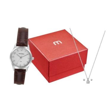 Imagem de Kit Relógio Feminino Mondaine Clássico Marrom 50m 32794L0MKNH2K1