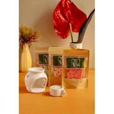 Imagem de Kit de Wax Melts e Réchaud Pequeno Branco - Cerafina