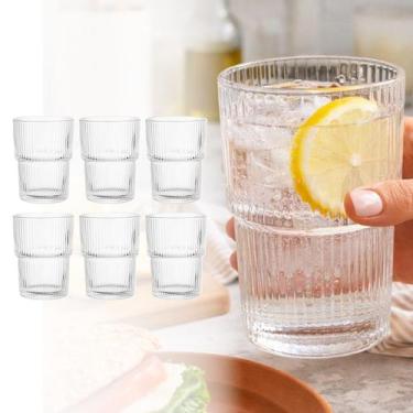 Imagem de Copos Vidro Canelado Jogo 6 peças Elegante Água e Bebidas - DOLCE HOME