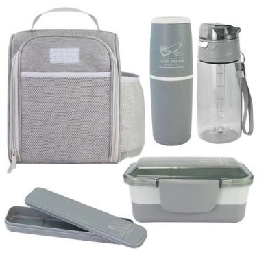 Imagem de Kit Bolsa Térmica Marmita 5 Peças Coleção Joy Nova Jacki Design, Cinza