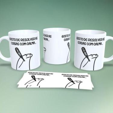 Imagem de Caneca de Porcelana 325ML Flork Frases Estampa 13 Branco Compatível co