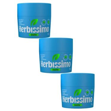 Imagem de Kit 3 Desodorante Cremoso Sensitive Herbíssimo 55g - Dana Cosméticos