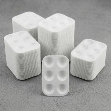 Imagem de Kit 200 Godê Plástico Retangular 6 Compartimentos Branco Yin's Materia