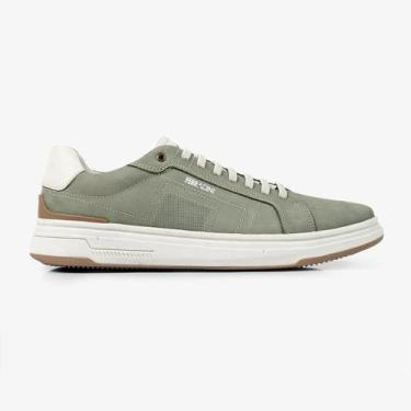 Imagem de Sapatênis Ferracini Couro Masculino De Cadarço Confortavel, Verde mili