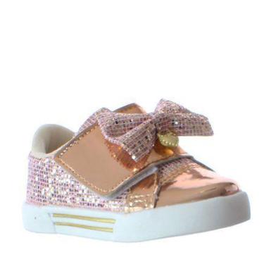 Imagem de Tênis Sapato Para festa Infantil Menina Baby Laço Rose Gold Brilho - P