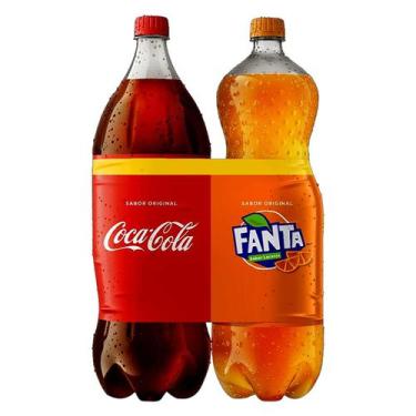 Imagem de kit refrigerante cola cola + laranja fanta 2 litros cada - coca cola 