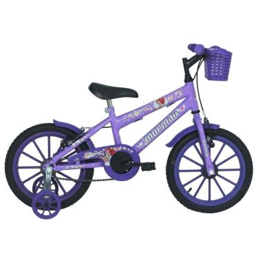 Imagem de Bicicleta Sweet Girl Aro 16 com Cesta e Rodinhas V-Brake Lilás Infantil para 4 a 7 Anos...