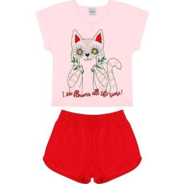 Imagem de Conjunto Infantil Menina Roupa Bermuda Short Camiseta Verão - Rovitex 