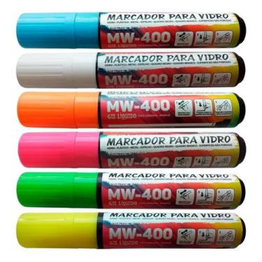 Imagem de Caneta Marcador Para Vidro De Carro Vitrine Lousa Kit Com 6 - Gramp Li