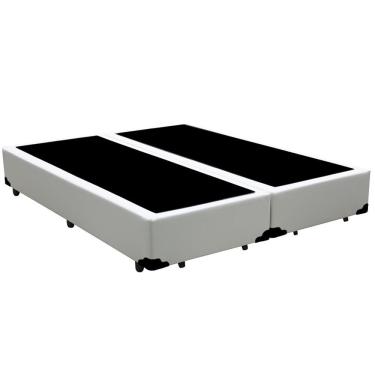 Imagem de Cama Box Queen Bipartido Homequeen Sintético Branco 40x158x198 Estrutura em Madeira com...