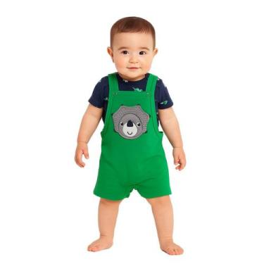 Imagem de Jardineira Bebê Menino + Body Algodão Kyly, Verde, 18 a 24 meses