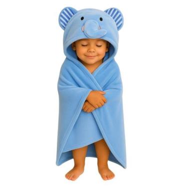 Imagem de Toalha Infantil Azul com Capuz de Elefante Divertido - anjo da mamãe, 