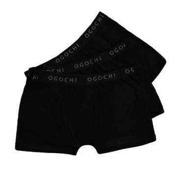 Imagem de Kit 3 Cueca Box Infantil OGOCHI Cor:PretoTamanho:10, Preto, 10