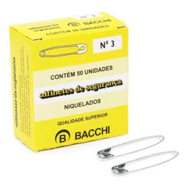 Imagem de Alfinete Segurança Prateado Costura Presilha Nº 3 Caixa Com 50 unidade