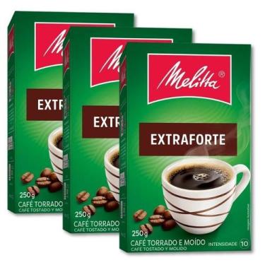 Imagem de Café Moído Melitta Extraforte a Vacuo Kit 3 Pacotes 250g