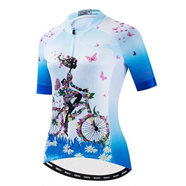 Imagem de JPOJPO Camiseta feminina de ciclismo, secagem rápida, respirável, refletiva, P-2GG, Scf2298, M