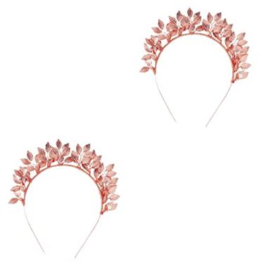 Imagem de 2 pçs faixa de cabeça de folha de coroa de rosa formato de folha de louro grego romano tiara deusa grega faixa de cabelo barroco casamento para acessórios de cabelo de noiva