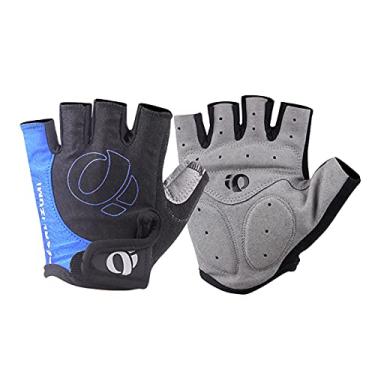 Imagem de Luvas de ciclismo ao ar livre para mountain bike masculina feminina respirável antiderrapante antiderrapante luvas de meio dedo(azul)(L)