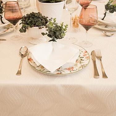 Imagem de Toalha Mesa Impermeável, Quadrada, 4 Lugares 1,70x1,70m Jacquard (Ondas Pérola)