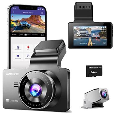 Imagem de XRC TECH Câmera veicular 4K WiFi GPS UHD 3840 x 2160P + lente dupla 1080P, com tela de 3 polegadas, câmera Sony de 8 MP, WDR, visão noturna, monitor de estacionamento de vídeo de carro (cartão de 64 GB incluído)