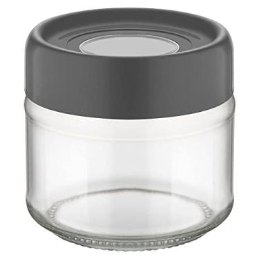 Imagem de Porta mantimento redondo Fresh em vidro com tampa em plástico cinza 300ml D9xA8cm