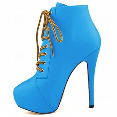 Imagem de Botas femininas de salto alto, salto alto, sapatos de dança stilettos de 14 cm, botas de festa de 20 cm palco com salto stiletto, azul, 37EU/6US