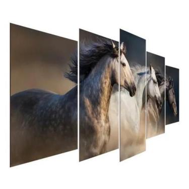 Imagem de Kit Quadro Decorativos Sala Trio Cavalos Selvagens - Olph Decor