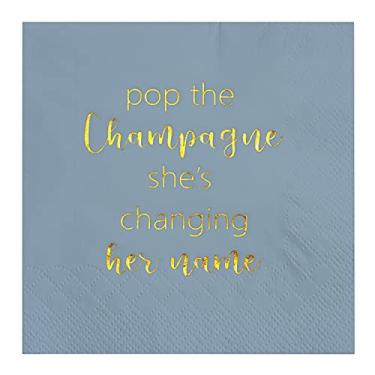 Imagem de Crisky Guardanapos de Coquetel e Sobremesa Azul Poeira com Folha Dourada - 50 Unidades 3 Camadas