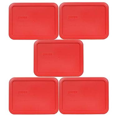 Imagem de Pyrex 7210-PC tampa de plástico retangular vermelho para armazenamento de alimentos - pacote com 5