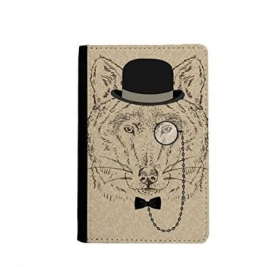 Imagem de Chapéu de lobo suave estilo britânico laço vidro porta-passaporte notecase burse carteira capa porta-cartão, Multicolor