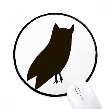 Imagem de DIYthinker Tapete de rato preto coruja animal retrato desktop escritório tapete redondo para computador