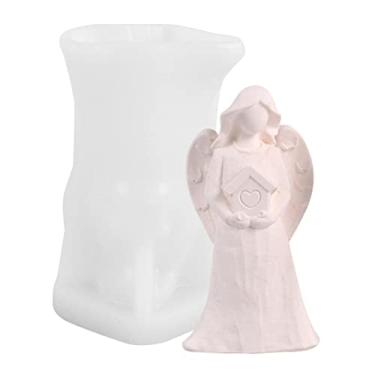 Imagem de vela silicone anjo 3D, resina artesanal cera aroma para fabricação velas faça você mesmo artesanato sabão cera abelha bolo chocolate