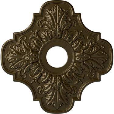 Imagem de Ekena Millwork CM17PEBRS Medalhões decorativos de teto modelados de acordo com padrões e designs históricos originais, latão