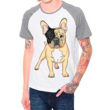 Imagem de Camiseta Raglan Pet Dog Buldogue Francês Cinza Branco Masc05 - Design