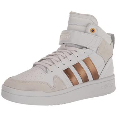 Imagem de adidas Tênis de basquete masculino Postmove Mid, Branco/Branco/Ouro Fosco, 10