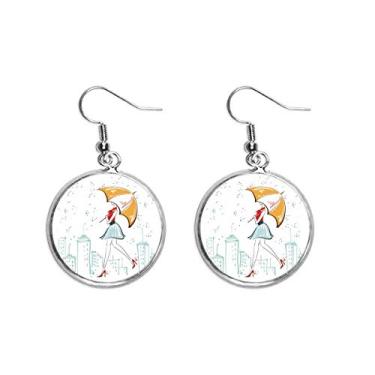 Imagem de Brinco de sol feminino com estampa de chuva, estilo cidade, orelha, pendurado, prata, joia feminina