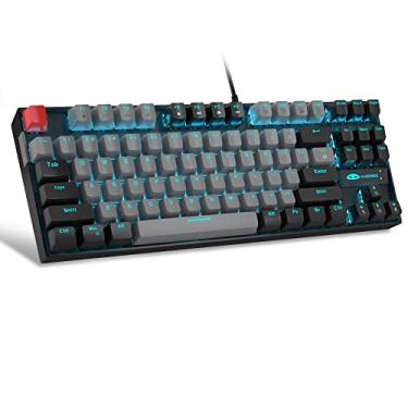 Imagem de MageGee teclado mecânico 75% para jogos, interruptor azul, retroiluminação por LED, 87 teclas compactas, TKL teclados de computador com fio para Windows, Laptop, PC Gamer - Cinza/Preto