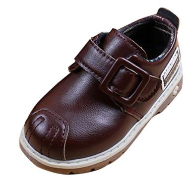 Imagem de Tênis infantil plano com sola antiderrapante macia para crianças pequenas com cadarço e cano baixo, Marrom, 9.5 Toddler