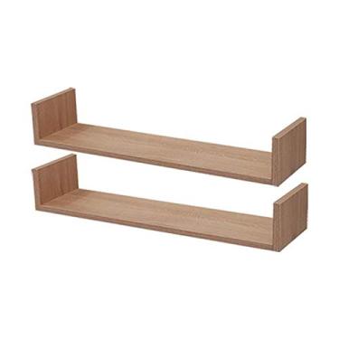 Imagem de Kit 2 Prateleiras U 50 x 20cm Carvalho Suporte Invisível