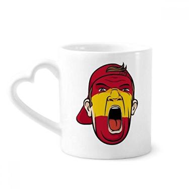 Imagem de Bandeira da Espanha Touca de Maquiagem Facial Cabeça Gritando Caneca Café Cerâmica Copo de Vidro Coração