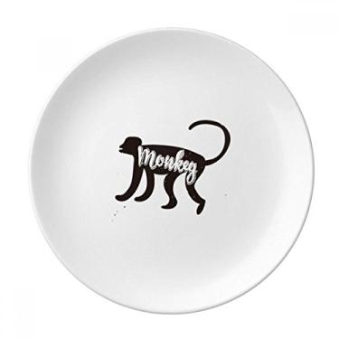 Imagem de Prato de macaco preto e branco decorativo de porcelana Salver louças de jantar
