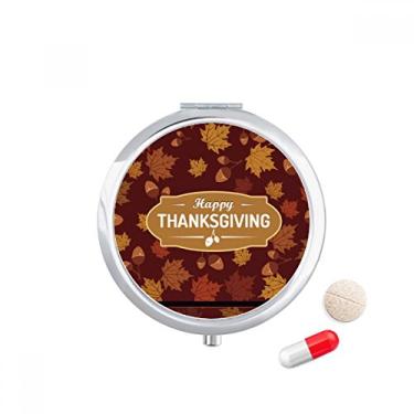 Imagem de Caixa de comprimidos com estampa de ilustração de Dia de Ação de Graças de folha, caixa de armazenamento de medicamentos dispensador de recipiente