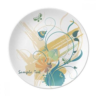 Imagem de Elegante placa de flor rural de borboleta decorativa de porcelana salver louça de jantar