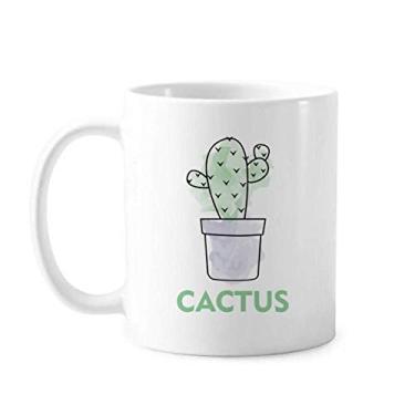 Imagem de Suculentas de cacto, planta em vaso e aquarela, caneca de cerâmica para café e porcelana